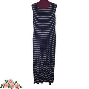 C&C California Beach Hippy Resort Maxi Sundress Navy Stripe Keyhole Back Large
